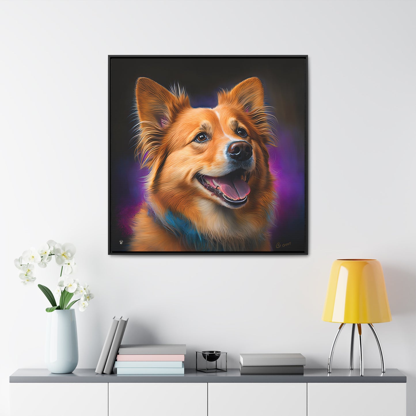 Golden Corgi - Framed on Canvas