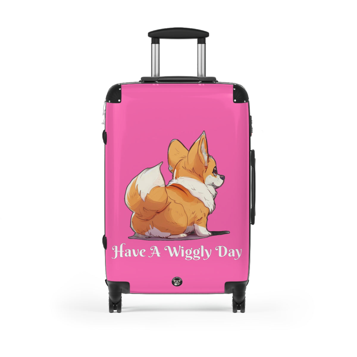 Have a Wiggly Day Corgi Travel Suitcases — Fun Pink Rolling Luggage