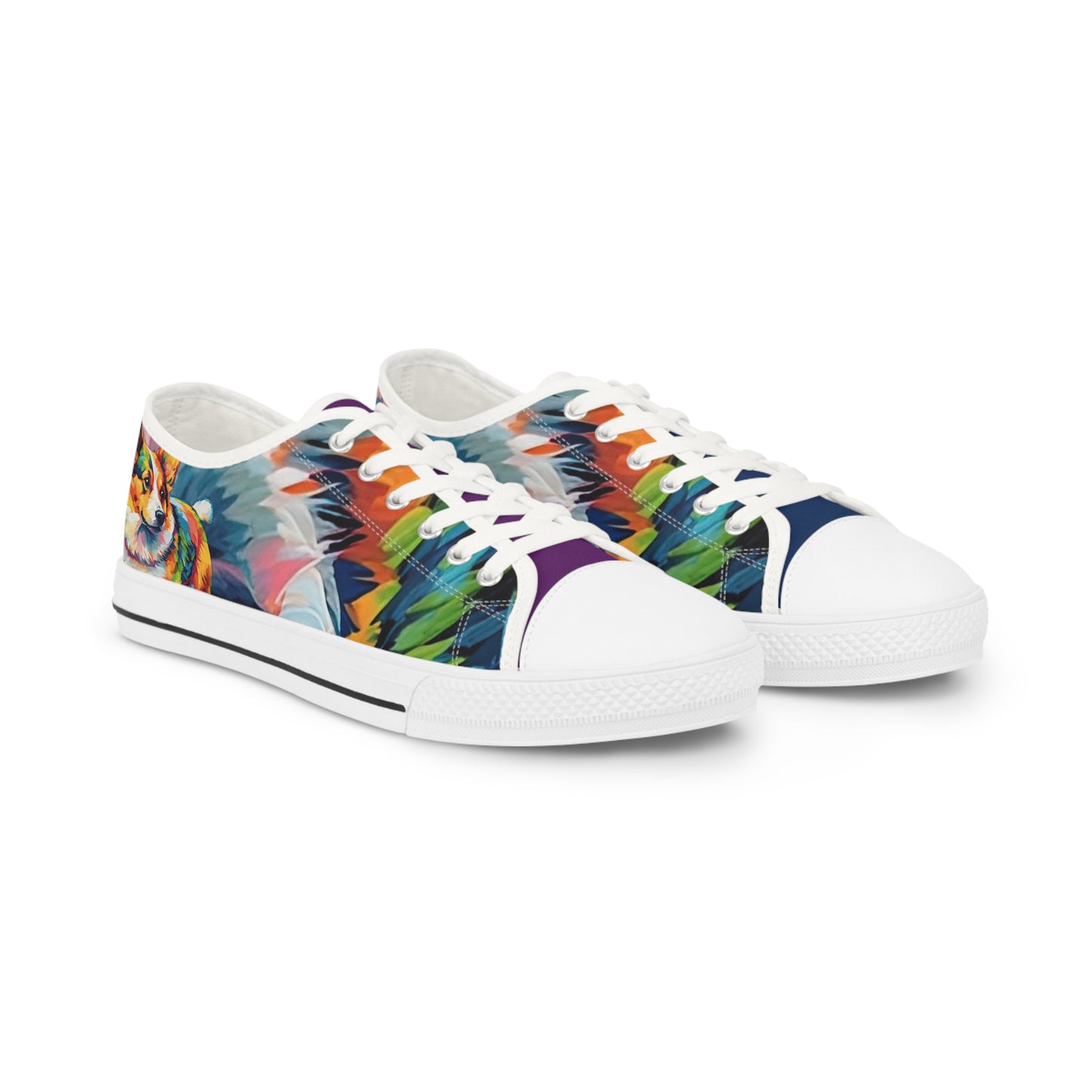 Scouter Corgi Artistic Abstract Colorful Men's Low Top Casual Canvas Sneakers