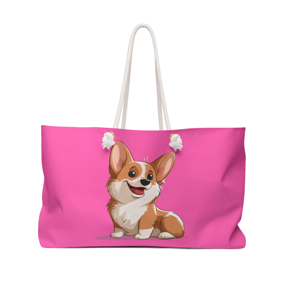 Cute Corgi Puppy Animation Weekender Beach Bag – Pink Corgi Travel Tote
