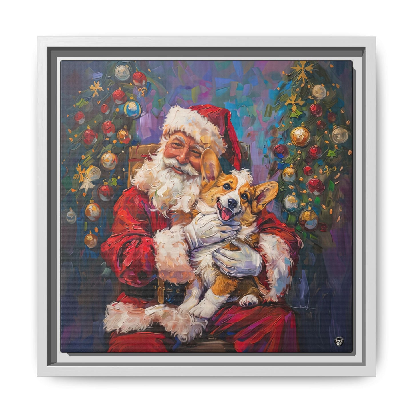 Christmas Corgi on Canvas