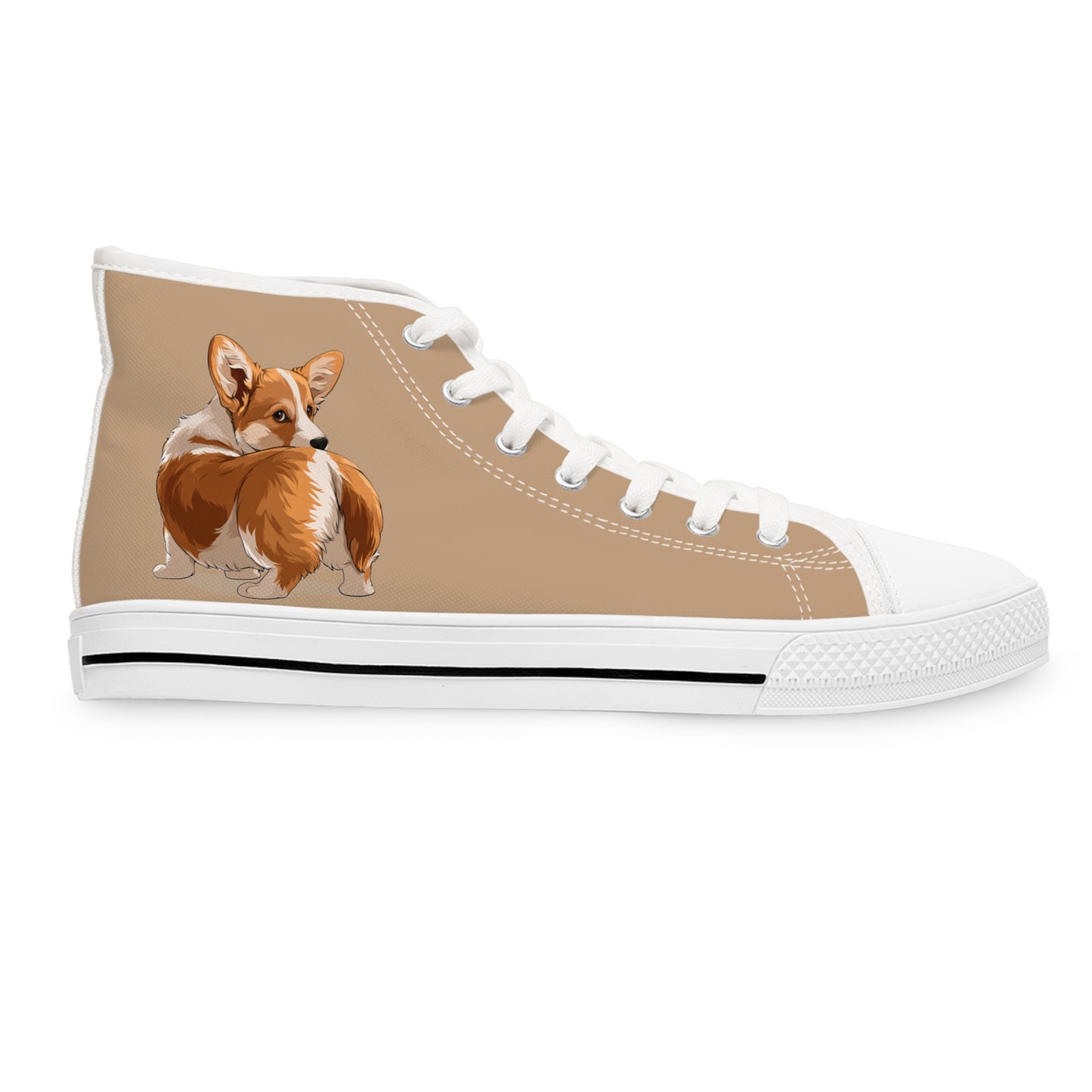 Butt What? Talk To The Butt Contemptuous Corgi Women's High Top Casual Tan Canvas Sneakers