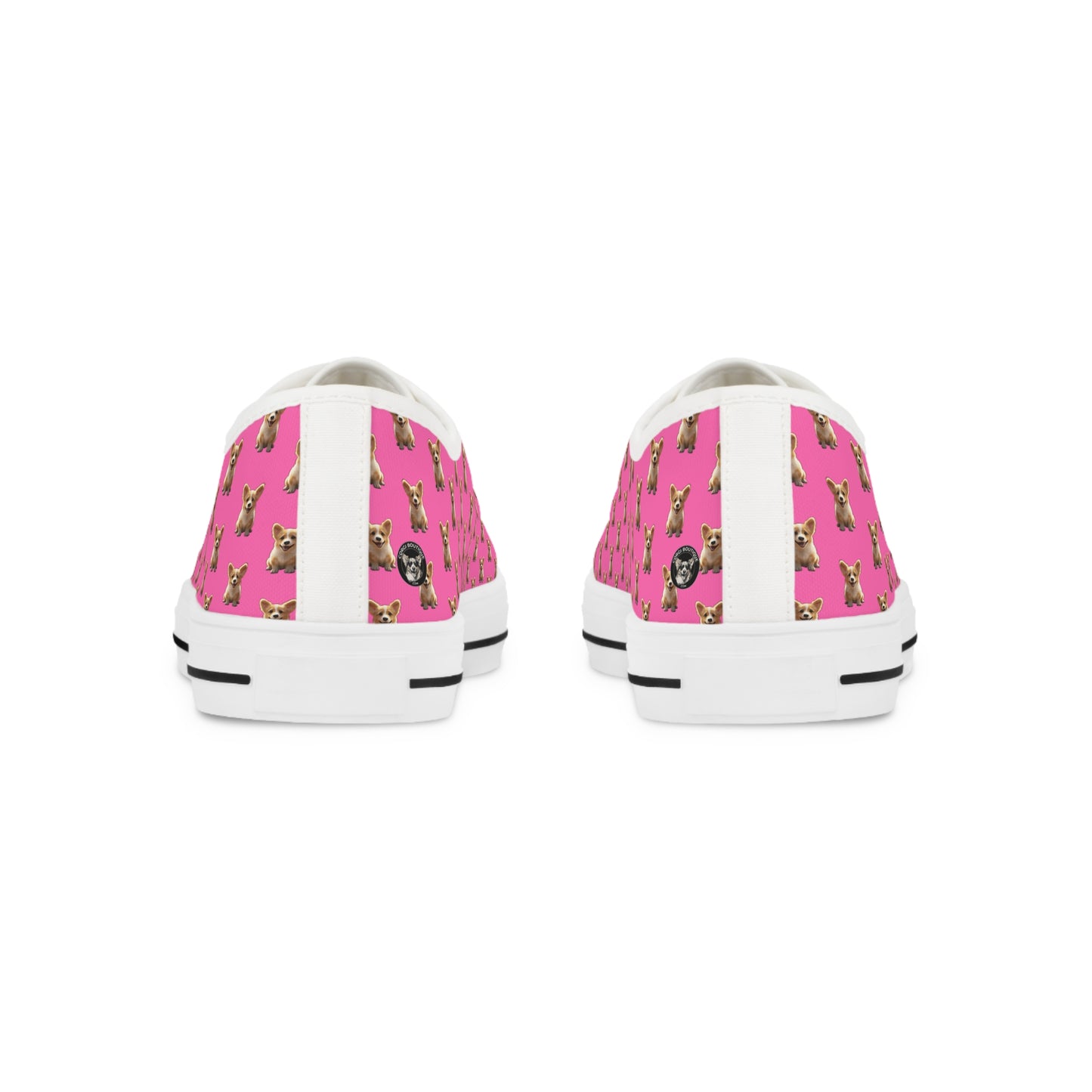 Sweetness Hot Pink Men's Low Top Casual Canvas Sneakers - Corgi Mosaic Pattern