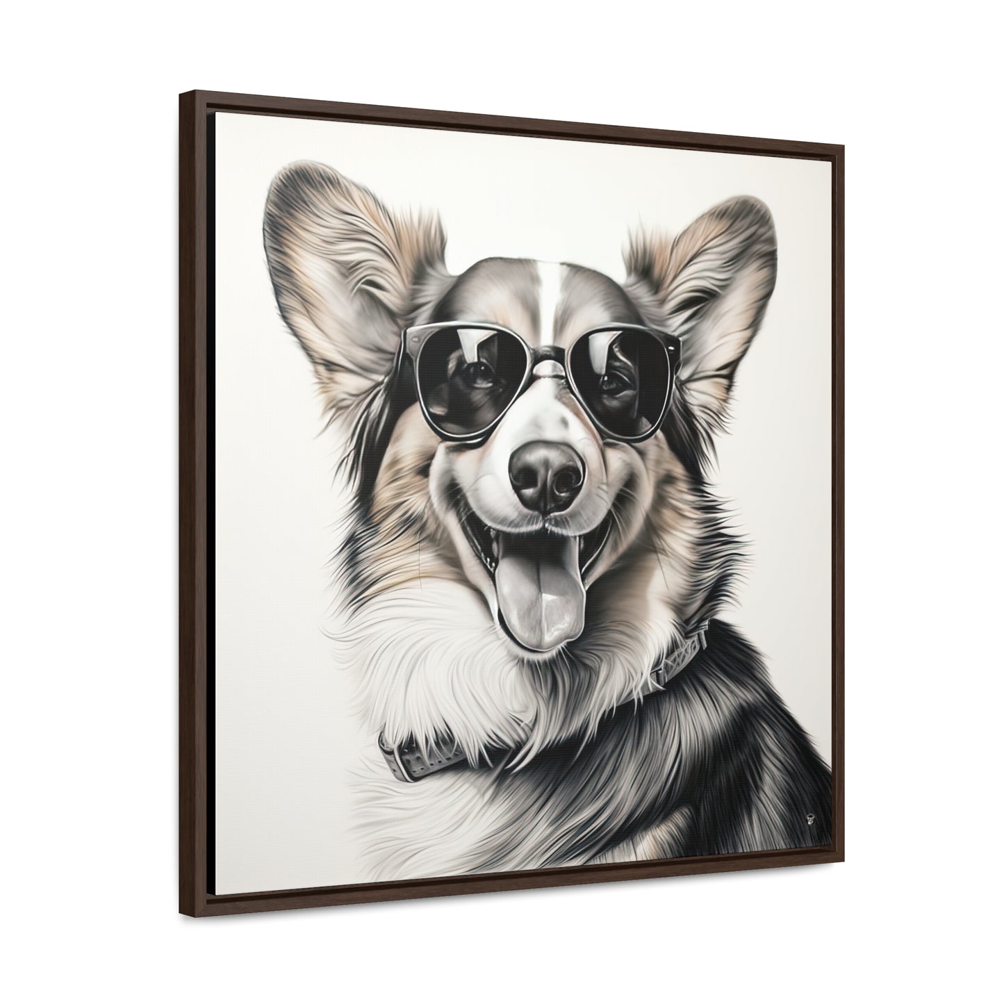 Corgi Cool - Framed on Canvas