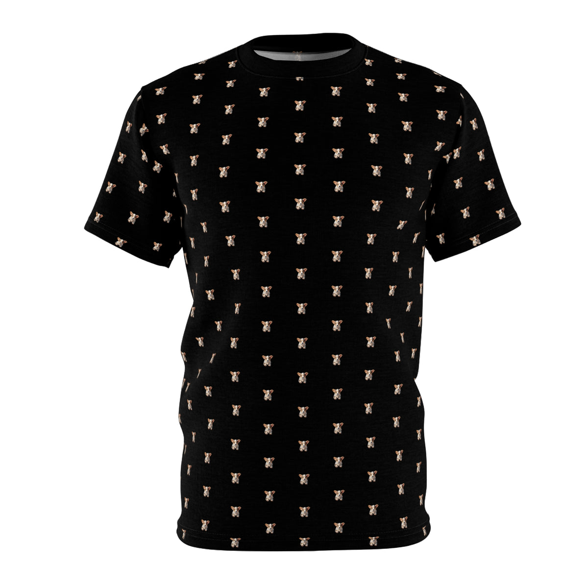 Pupper Pepper Unisex Bold Designer Tee - Corgi Pup Pep on Phantom Black