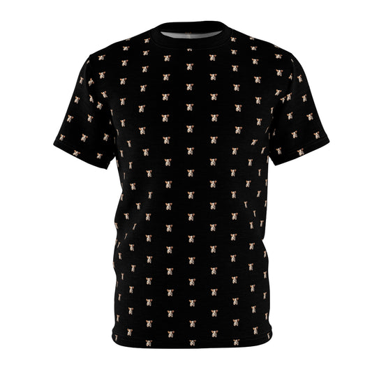 Pupper Pepper Unisex Bold Designer Tee - Corgi Pup Pep on Phantom Black