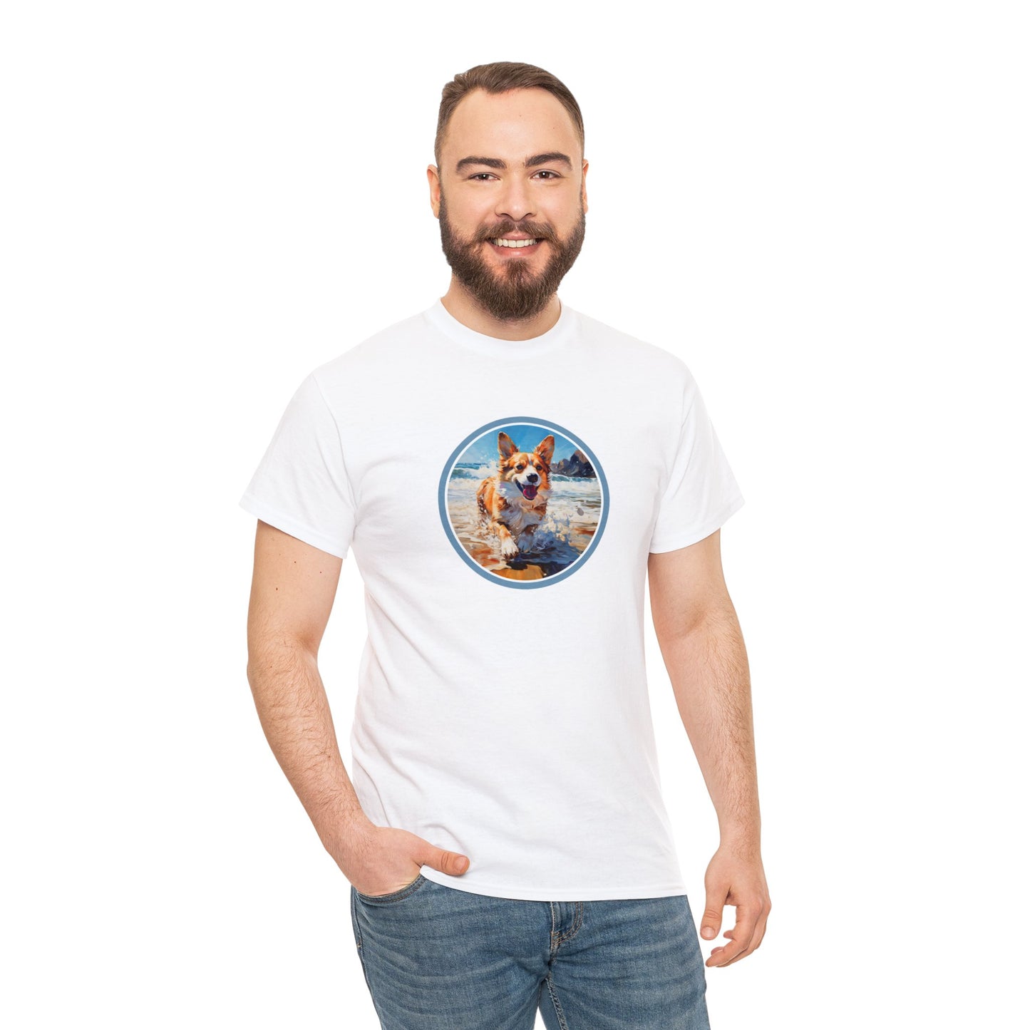 Coastal Corgi - Unisex Heavy Cotton Tee