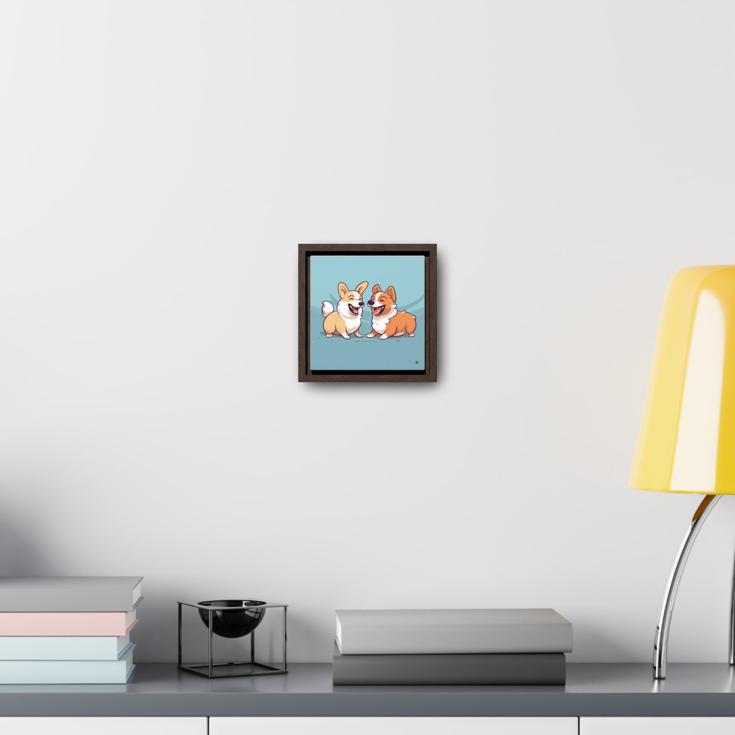 Corgi Couple - Framed on Canvas