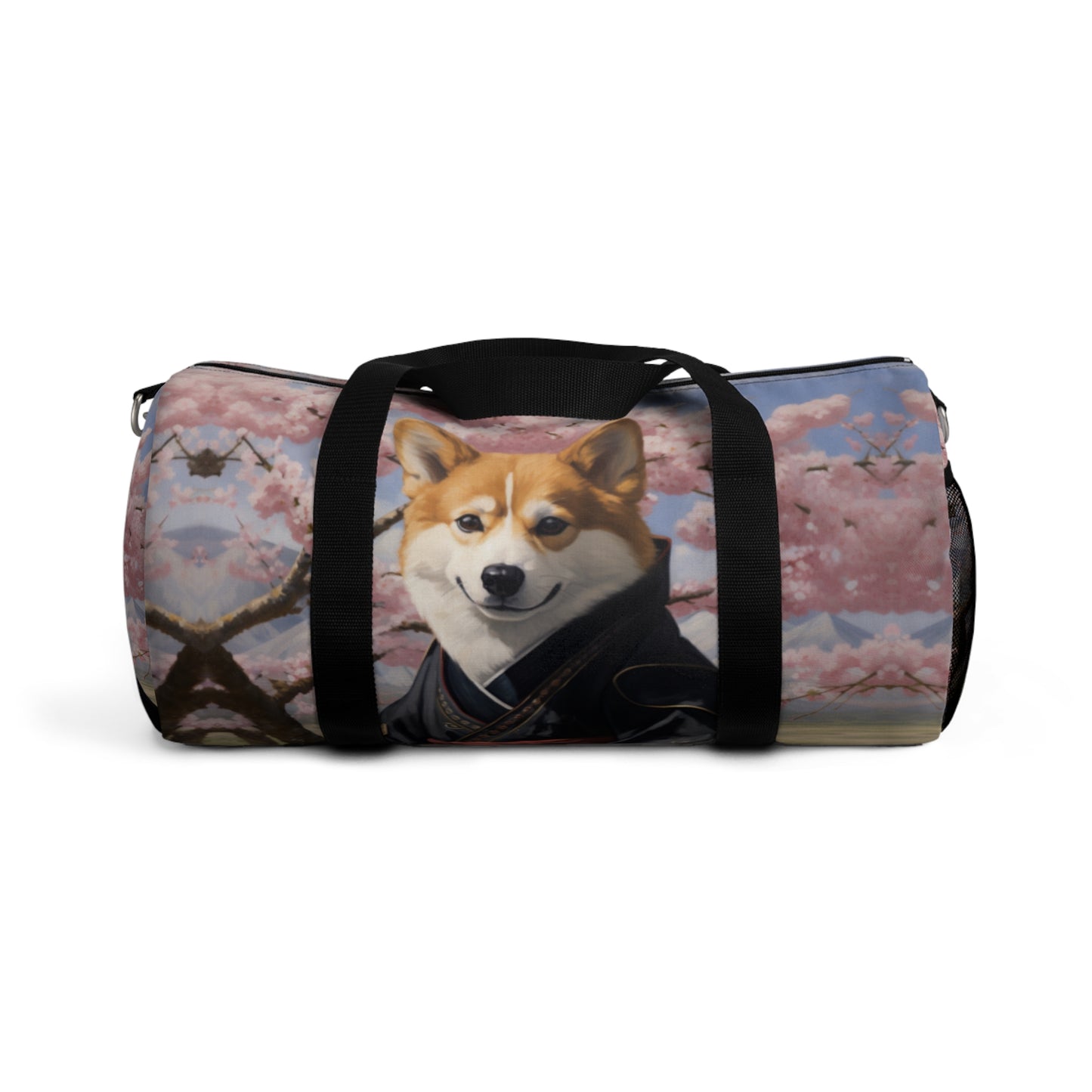 Samurai Corgi Cherry Blossom Duffel Bag - Japanese Theme Travel Gym Bag