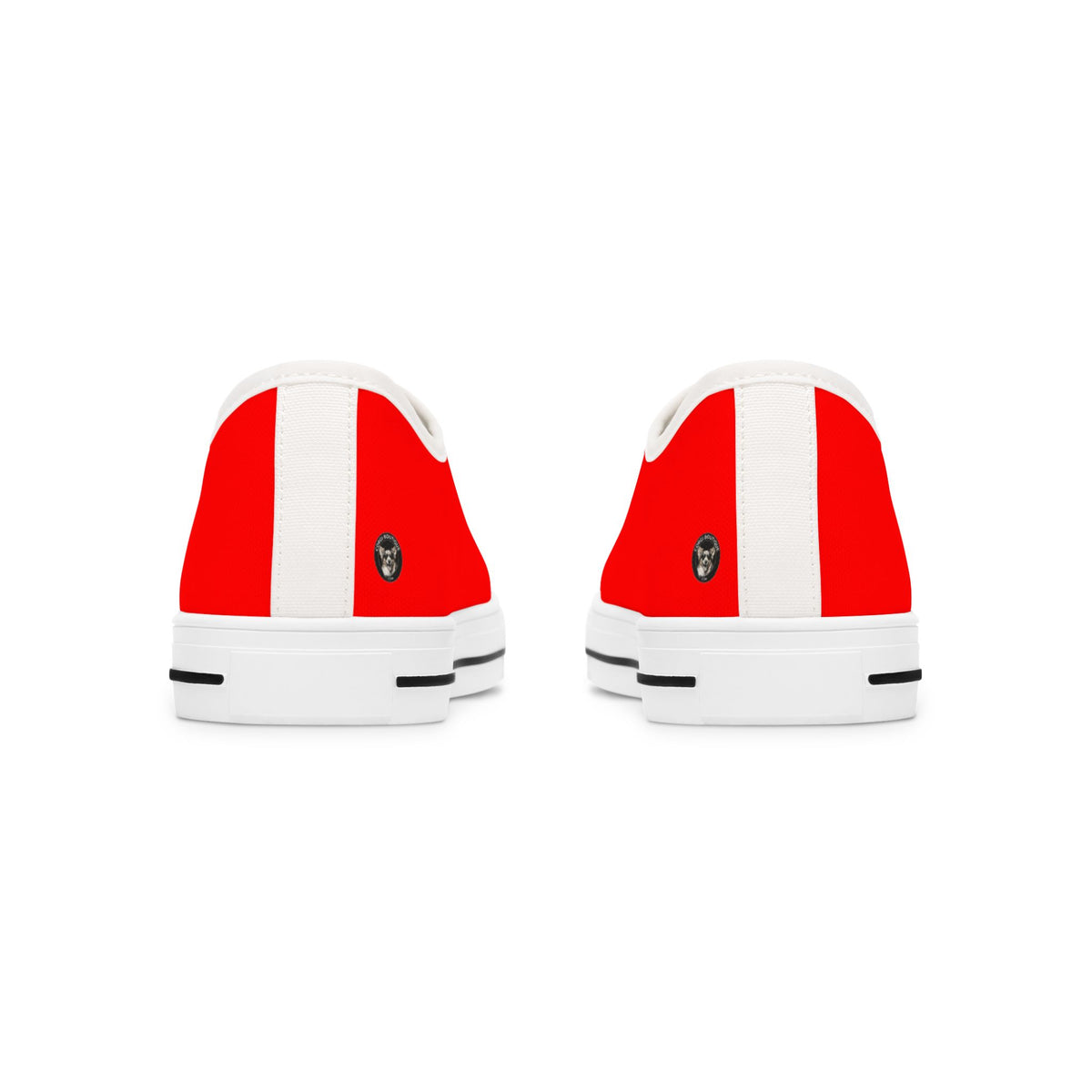 LOVE Corgi Women's Low Top Casual Sneakers on Red Canvas