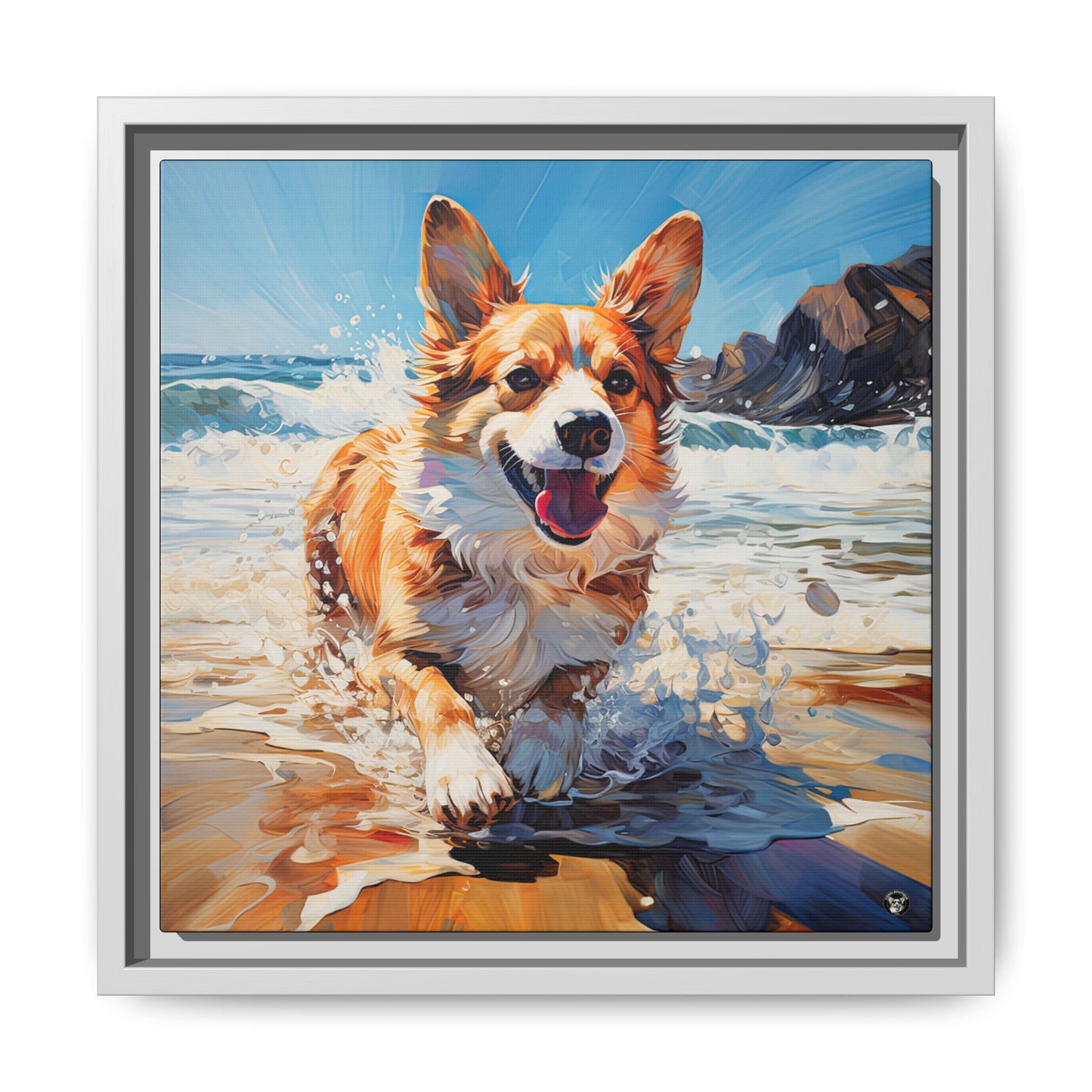Coastal Corgi on Canvas