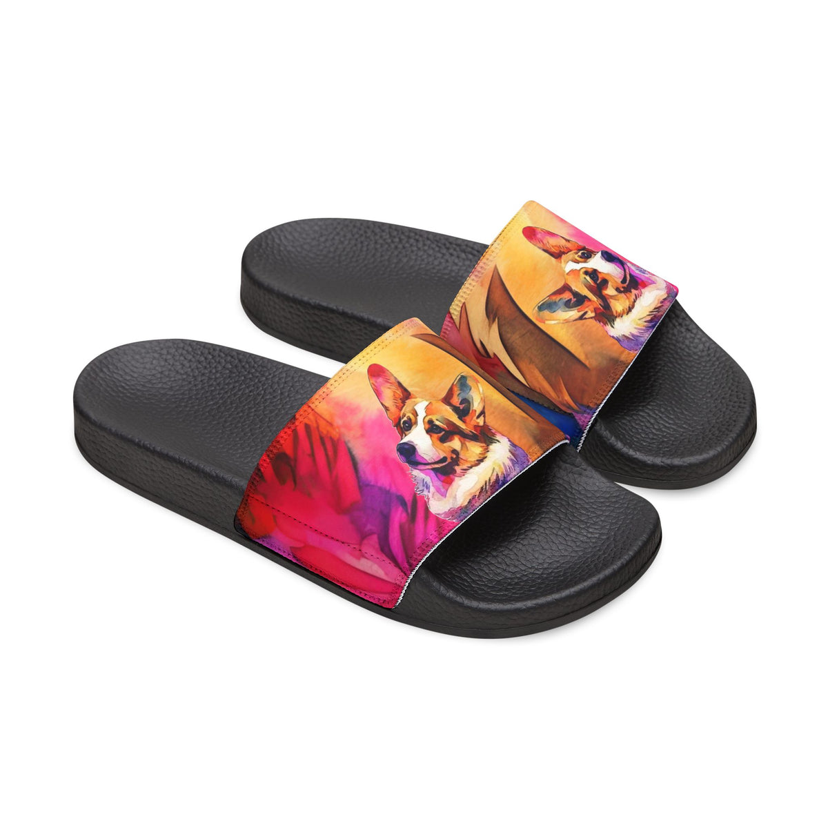 Motley Corgi Men's Watercolor Slide Sandals - Casual Pool & Beach Slides