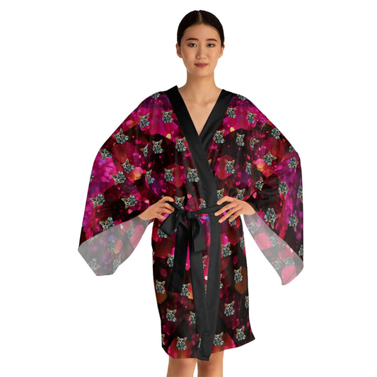Baby Corgi Star Warrior Kimono Robe - Black Red & Purple Housecoat