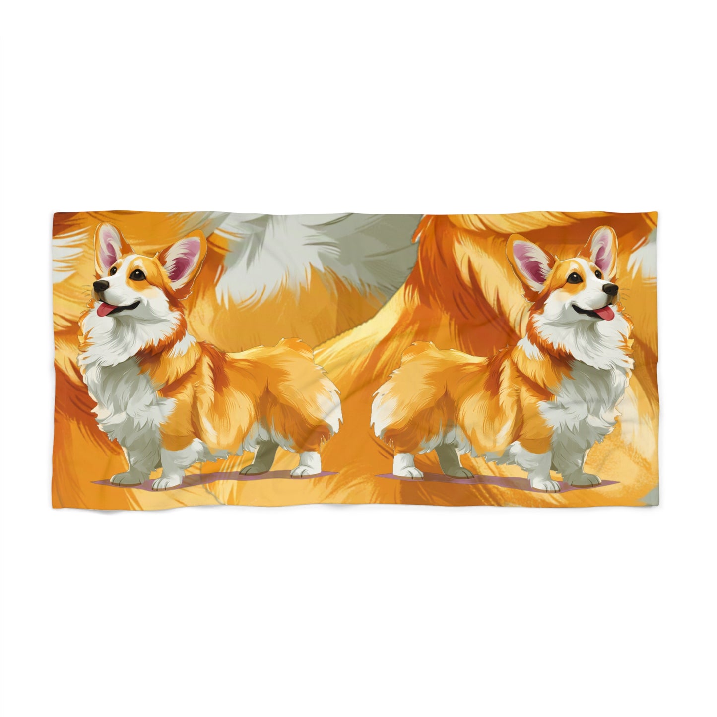 Classic Queen's Corgi Beach Towel – Pembroke Welsh Corgi Artistic Painting