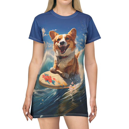 Cowabunga Corgi T-Dress