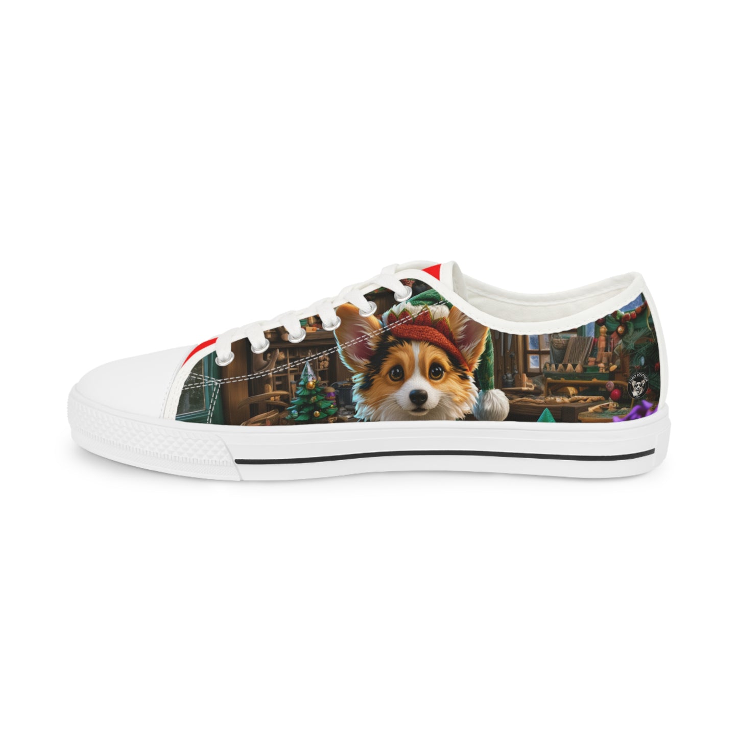 Santa's Little Helper Festive Corgi Christmas Men's Low Top Casual Canvas Sneakers