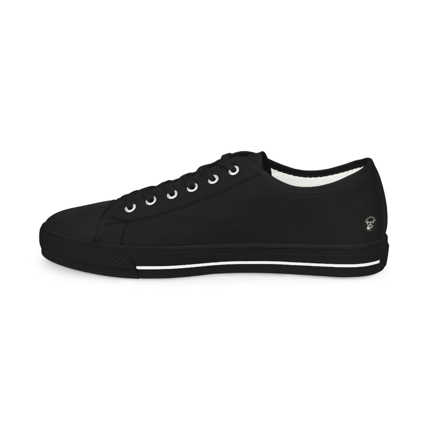 Little Light Knight Corgi Warrior in Training Men's Low Top Black Canvas Sneakers