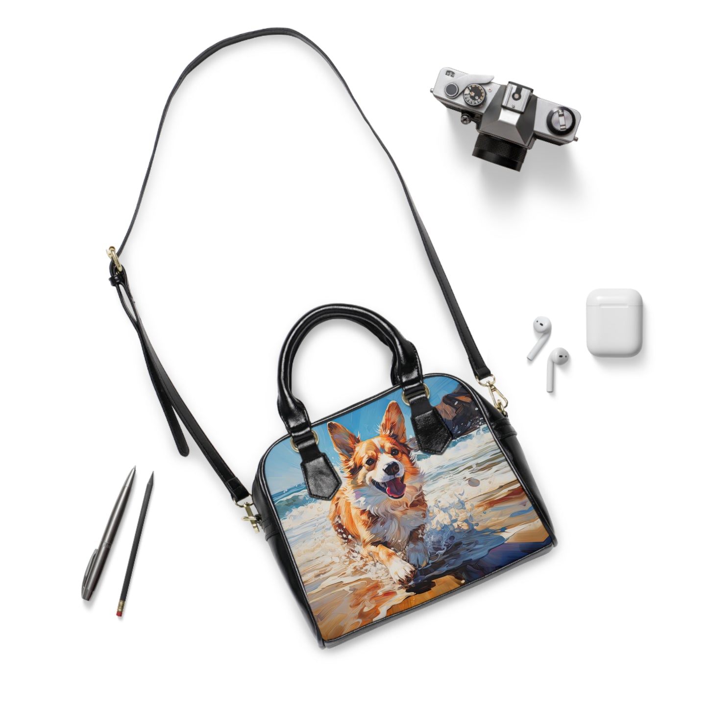 Coastal Corgi - Handbag w/Removable Shoulder Strap