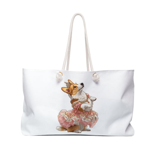 Princess Corgi Royal Weekender Beach Bag – Monarch Themed Corgi Travel Tote