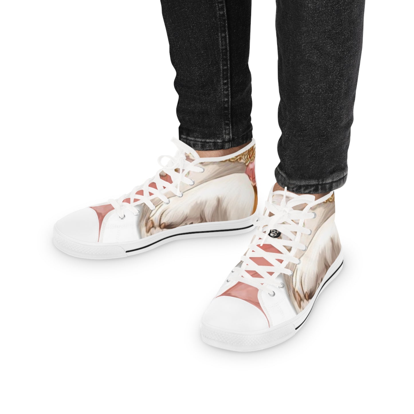 Soft Beg & Blush Corgi Paws High Top Casual Canvas Sneakers for Men