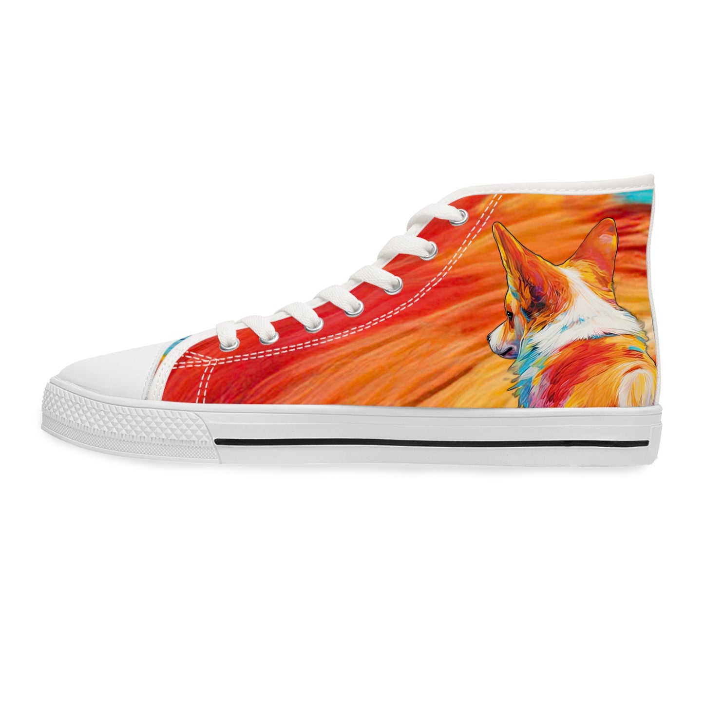 Peekaboo Corgi Vibrant Artistic Women's High Top Casual Canvas Sneakers