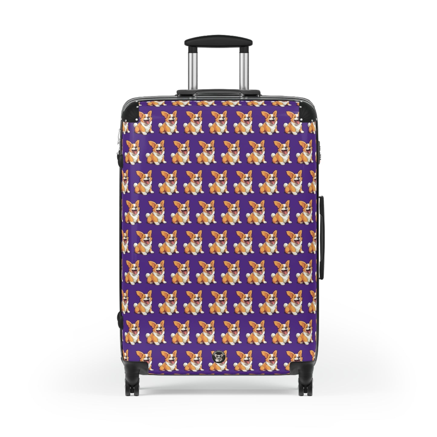 Jolly Jiggling Corgi Pattern Travel Suitcases — Purple Corgi Mosaic Rolling Luggage