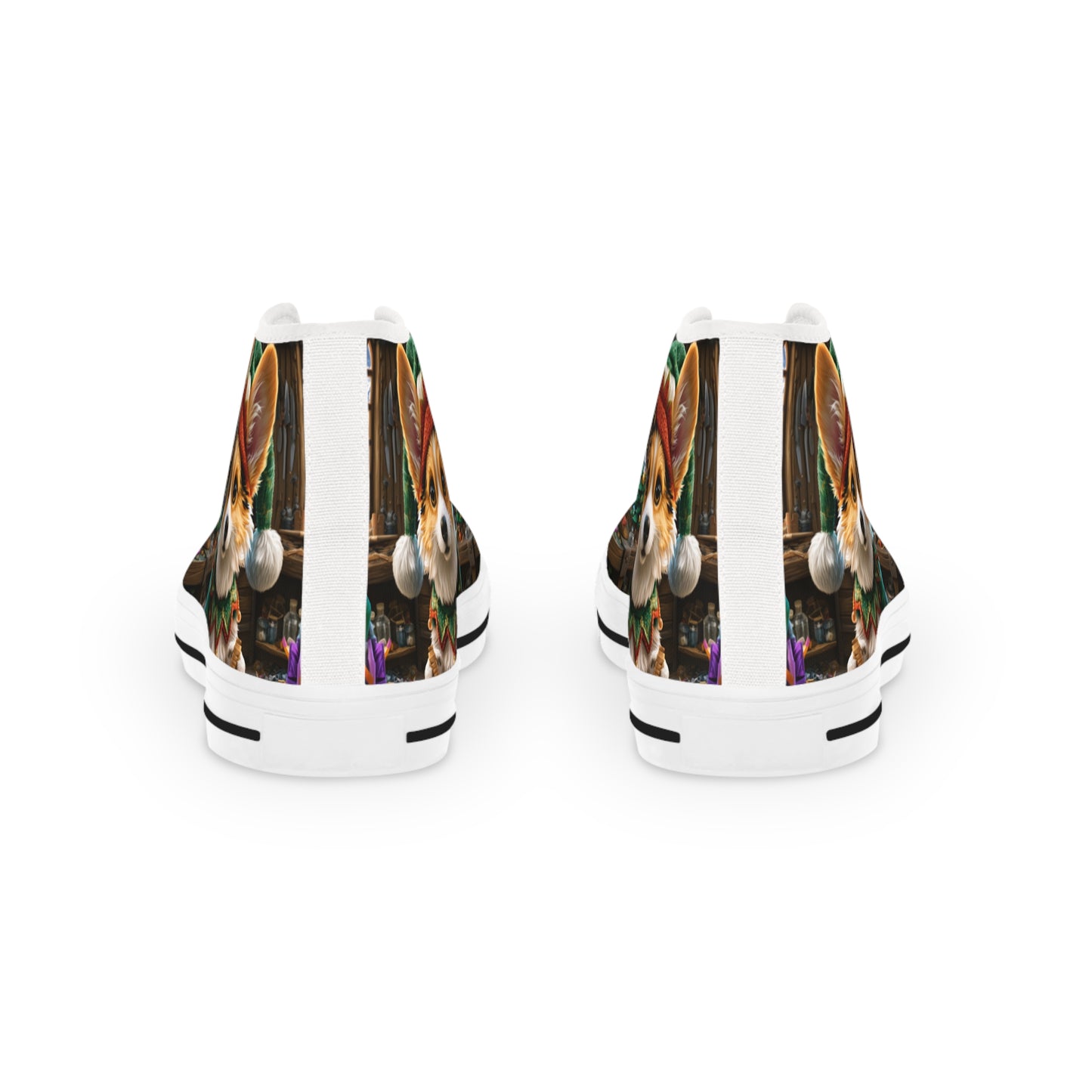 Santa's Little Helper Holiday Elf High Tops - Festive Corgi Men's Sneakers