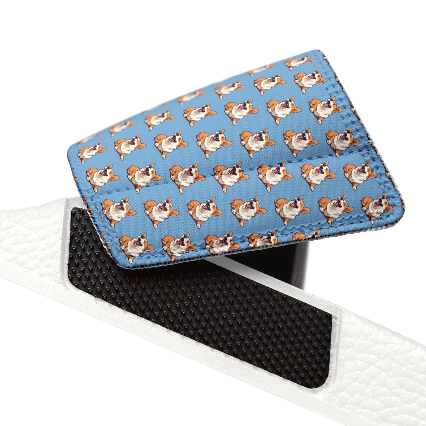 Comical Corgi All Smiles Mosaic Women's Slide Sandals - Casual Pool & Beach Slides