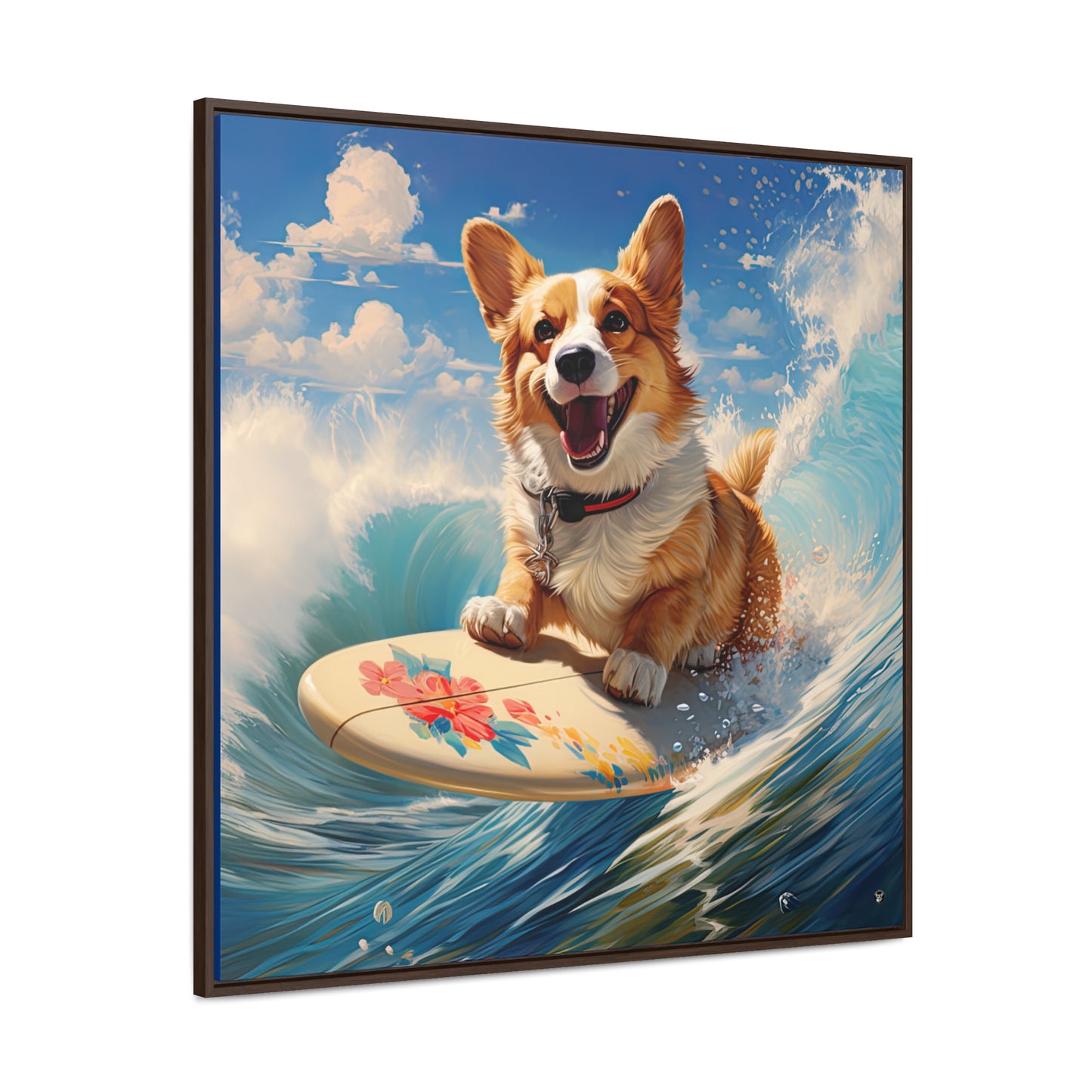 Cowabunga Corgi - Framed on Canvas