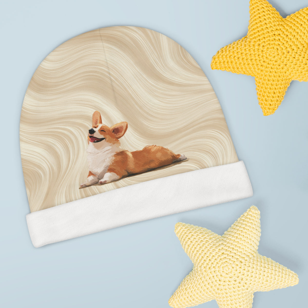 Giddy Sploot Creamy Champagne Baby Beanie