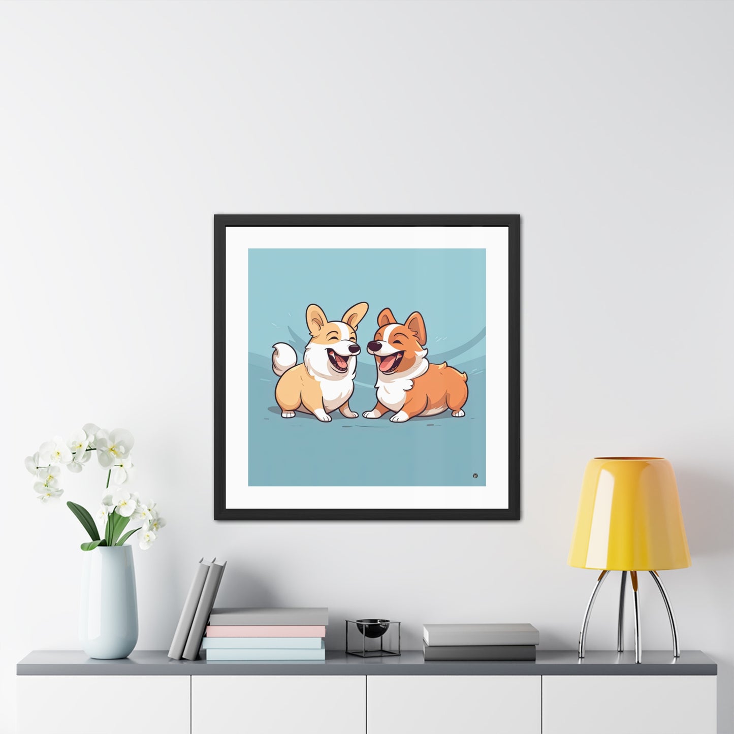 Impression encadrée "Couple de Corgis"