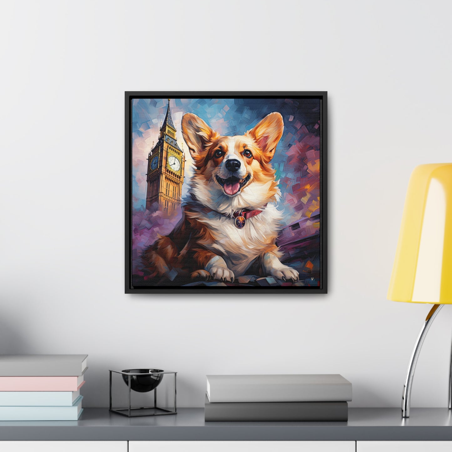 Corgi and Ben - Framed on Canvas