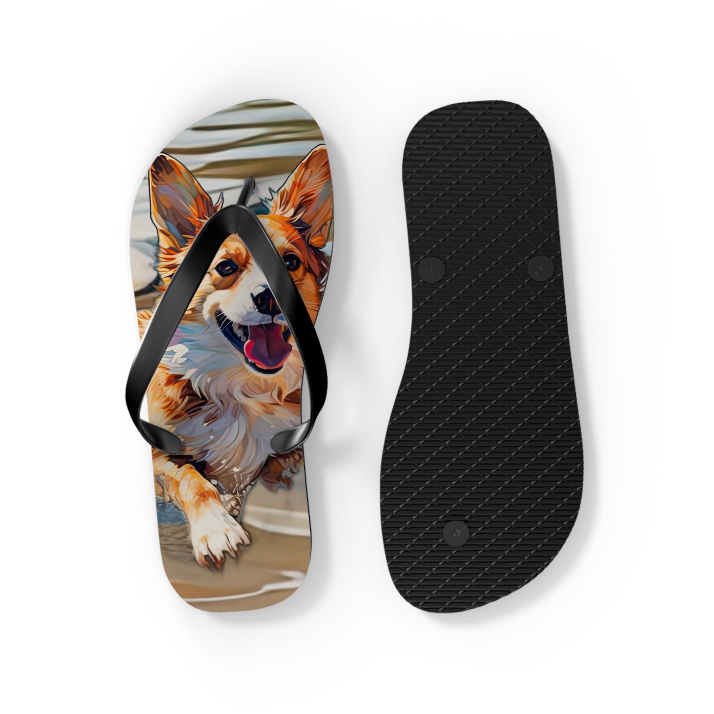 Coastal Corgi Flip-Flops