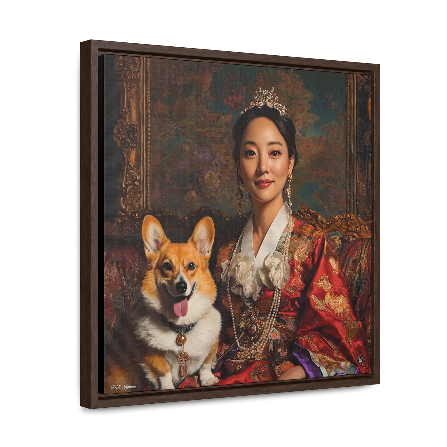 Korean Corgi Queen - Framed on Canvas