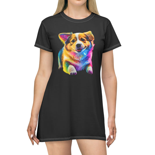 Colorful Corgi - T-Shirt Dress