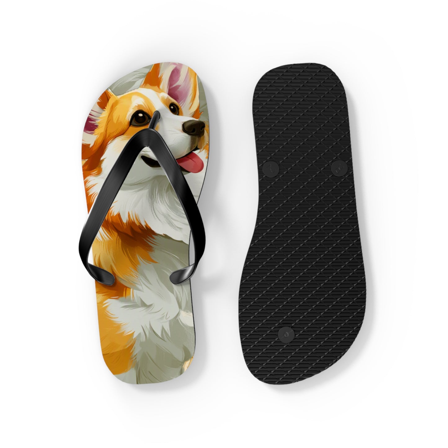 Classic Queen's Corgi Custom Artistic Unisex Flip Flops – Cool Pembroke Welsh Corgi Sandals