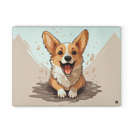 Corgi Cuteness - Glass Cutting Board
