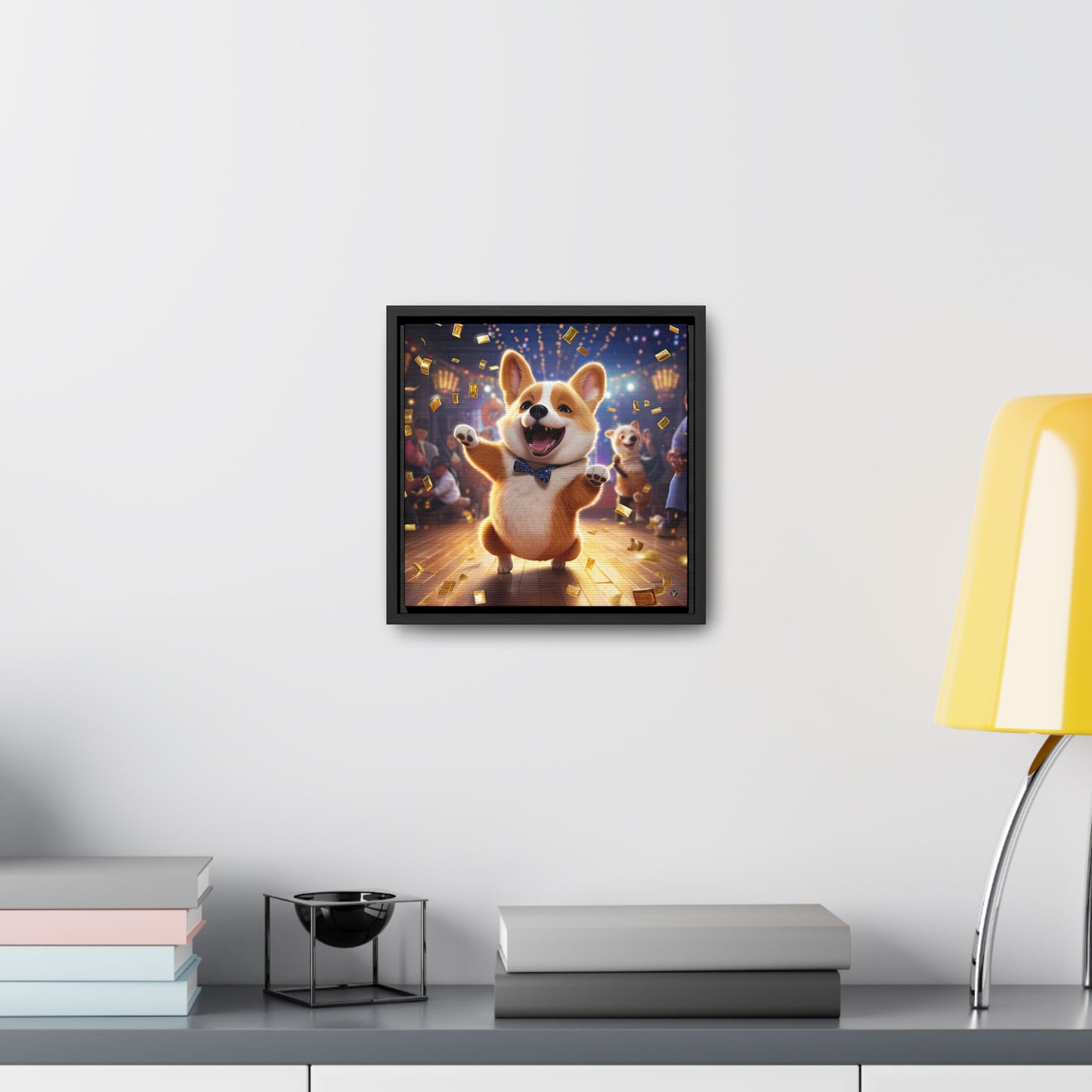 Boogaloo Corgi - Framed on Canvas