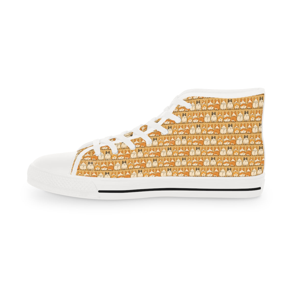 The Bottom Line Men's High-Top Sneakers - Corgi Fanny Formation on Toasted Amber Canvas