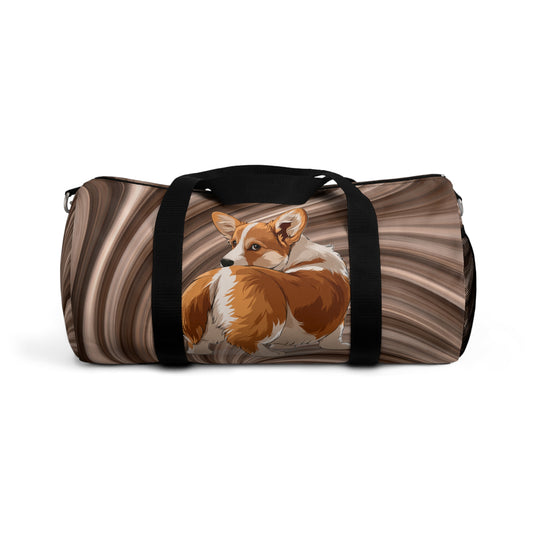Butt What? Talk To The Butt Contemptuous Corgi Duffel Bag - Fun Swirling Brown Corgi Travel Gym Bag