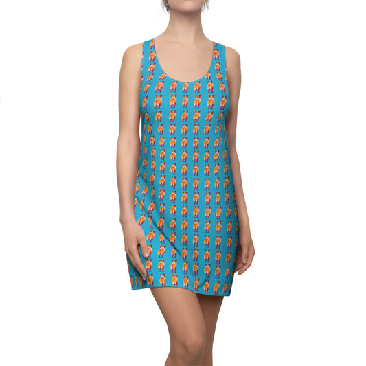 Corgi Butt Stripes Racerback Sundress - Blue Corgi Casual Dress