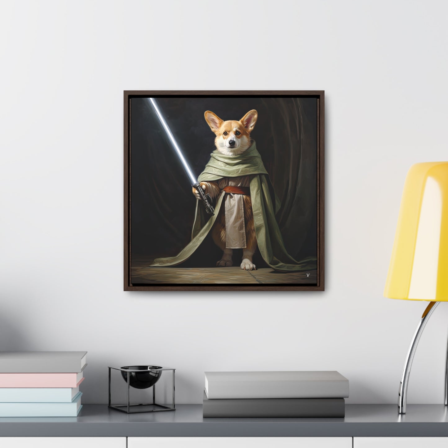 Jedi Corgi - Framed on Canvas