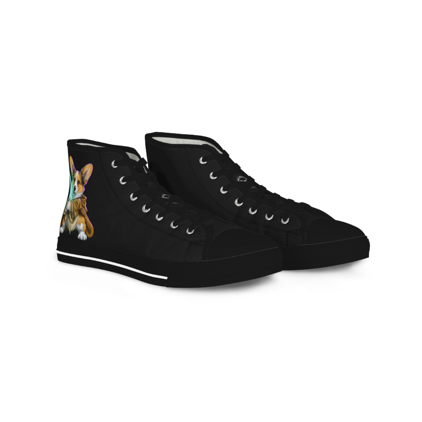 Little Light Knight Corgi Star Warrior Men's High Top Casual Black Canvas Sneakers