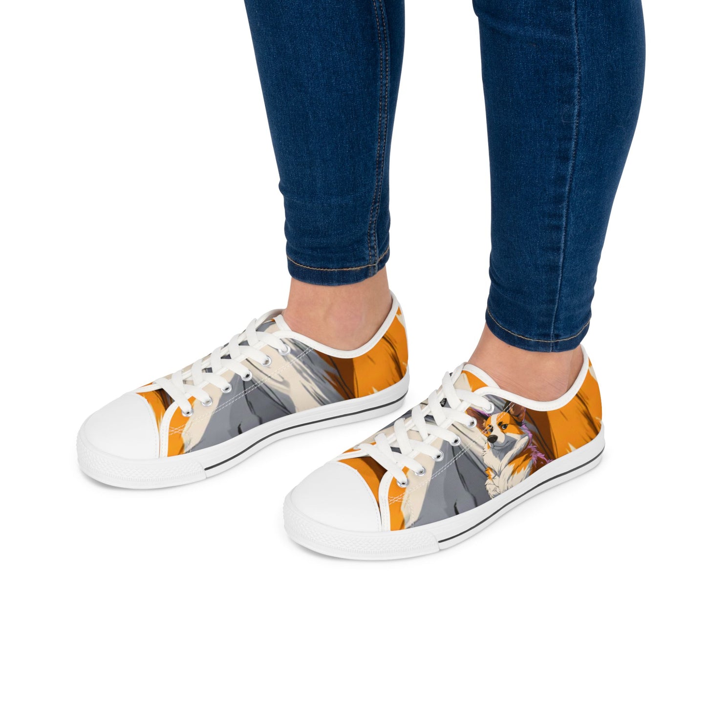 Boss Dog Corgi Artistic Portrait Casual Canvas Multicolor Design Women's Low Top Sneakers