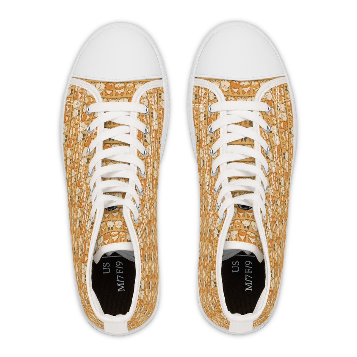 The Bottom Line Women's High-Top Sneakers - Corgi Fanny Formation on Toasted Amber Canvas
