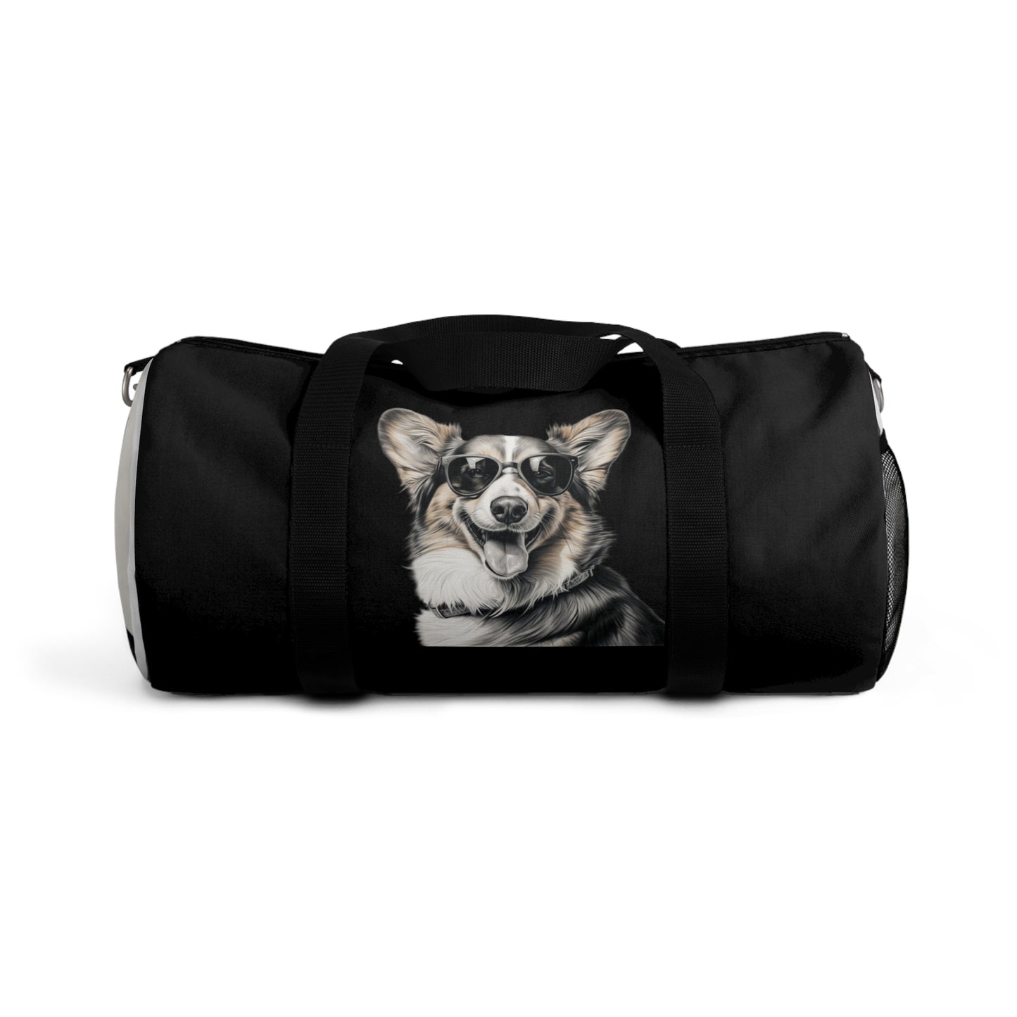 Corgi Cool Artistic Illustration Duffel Bag - Hip Black Corgi Travel Gym Bag