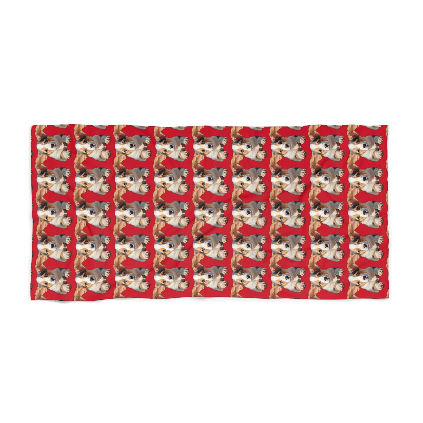 Puppy Portrait Mosaic - Beach Towel