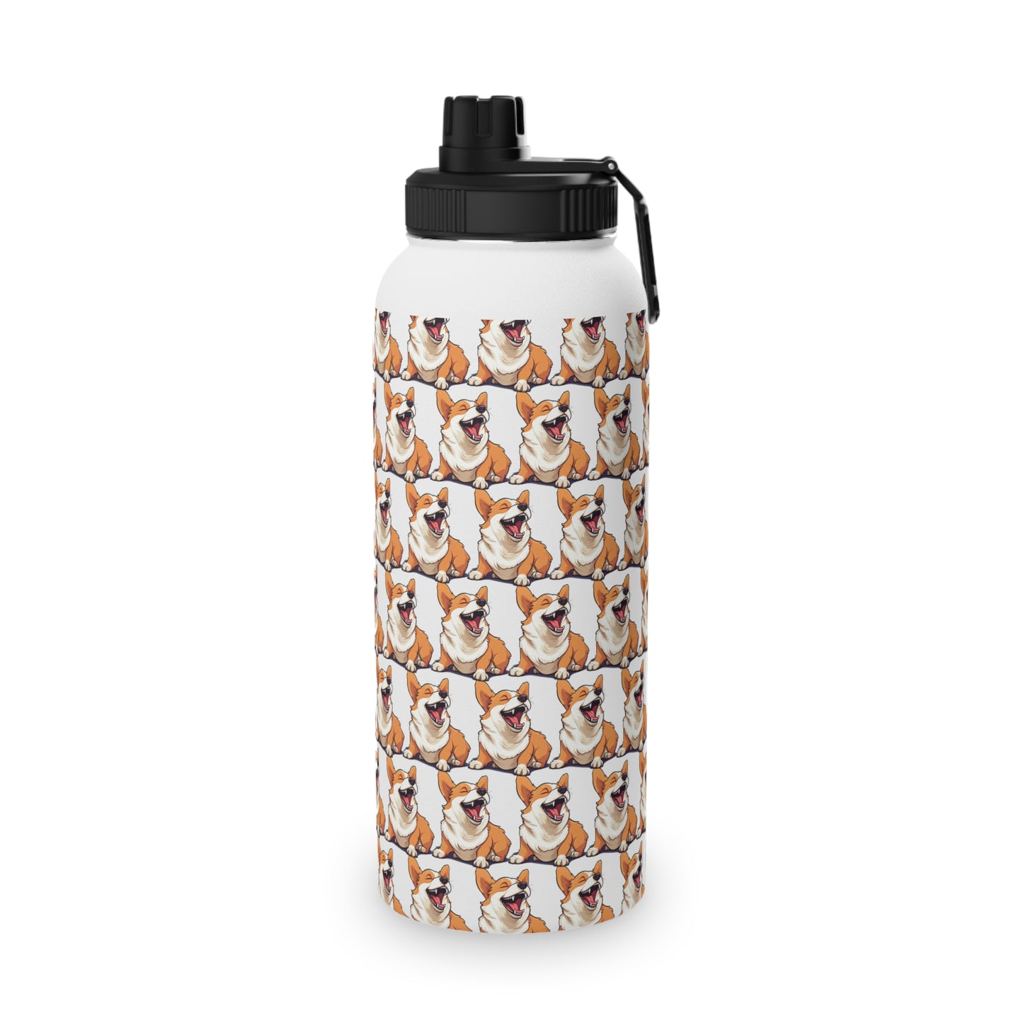 Comical Corgi Mosaic - Water Bottle with Sport Lid