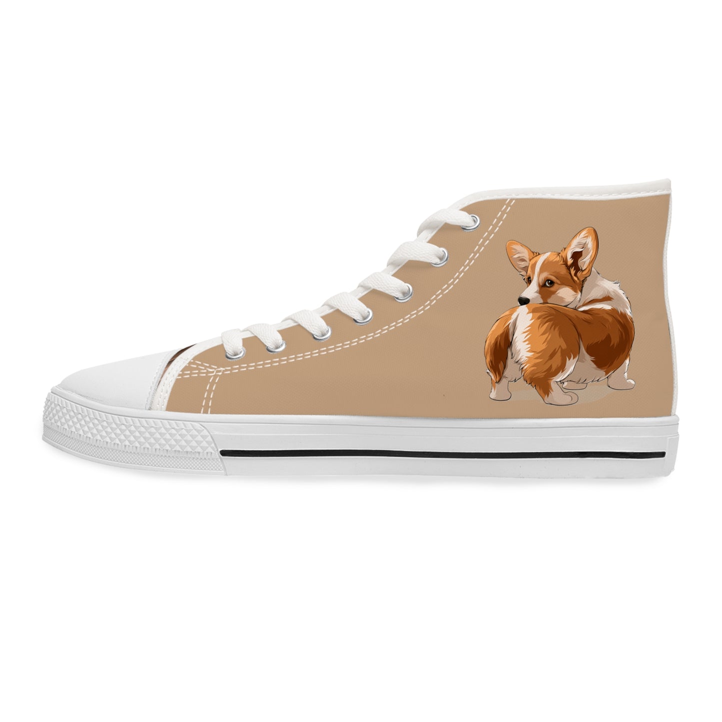 Butt What? Talk To The Butt Contemptuous Corgi Women's High Top Casual Tan Canvas Sneakers