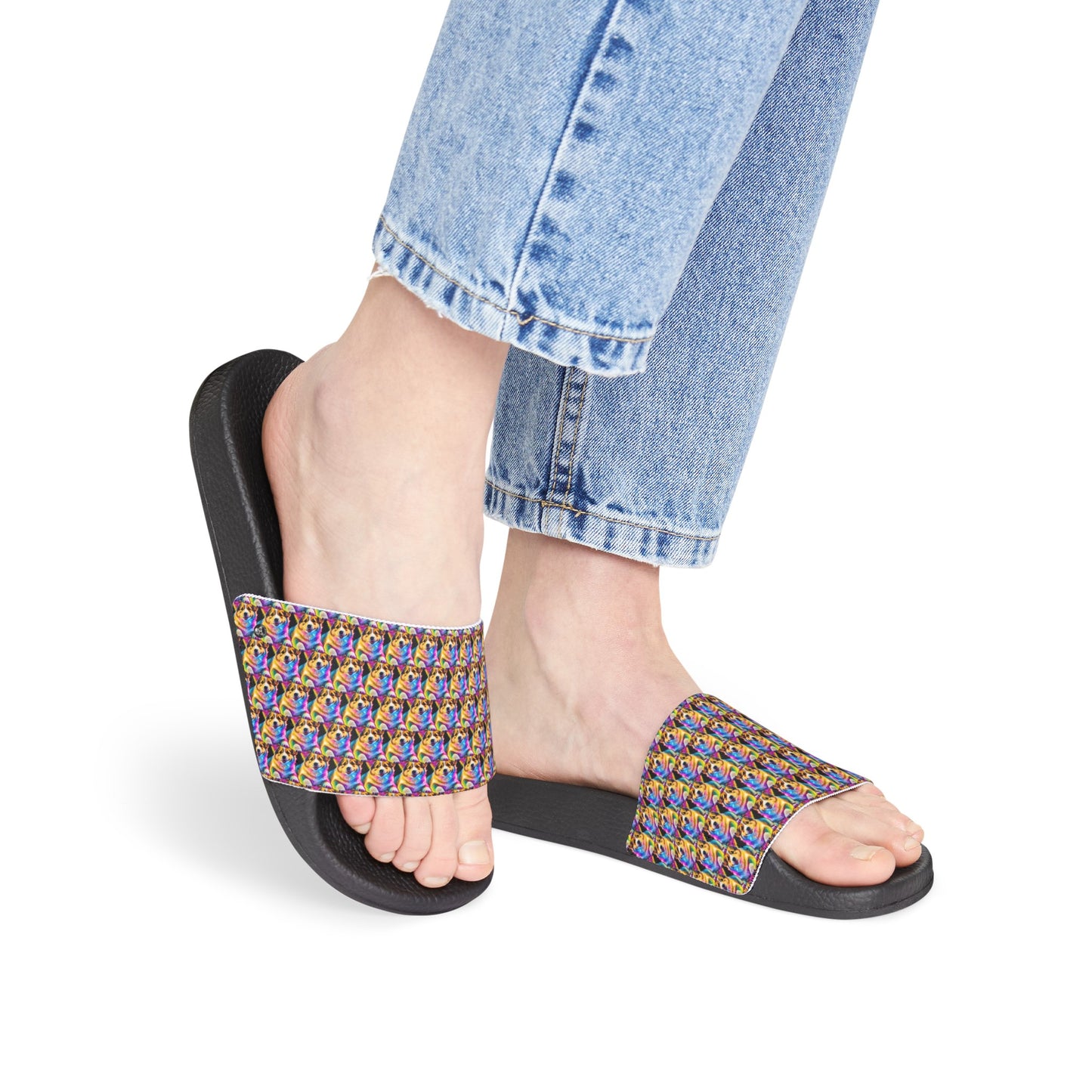 Colorful Corgi Mosaic - Women's Slide Sandals